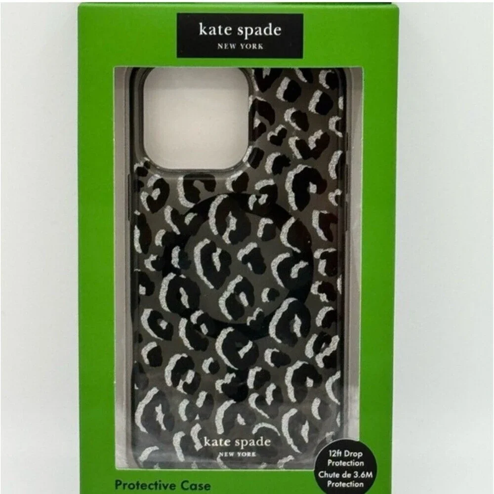 Kate Spade iPhone Case 16 PRO MAX Classic Ombré Glitter Leopard Print MagSafe